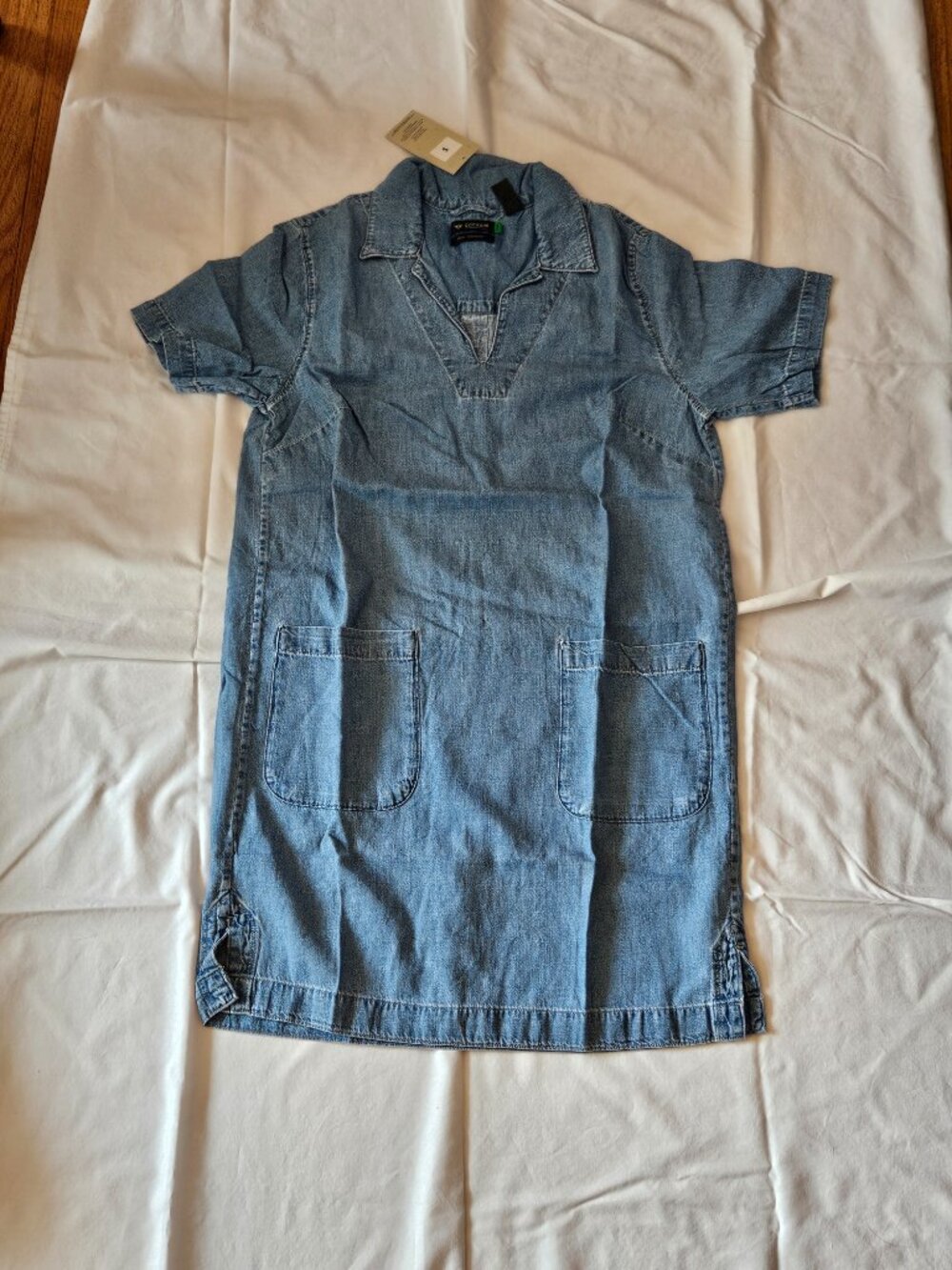 Dockers Women’s Linen Blend Chambray Shift Dress Size S NWT
